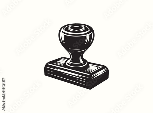 Solid Black Silhouette of Traditional Rubber Stamp