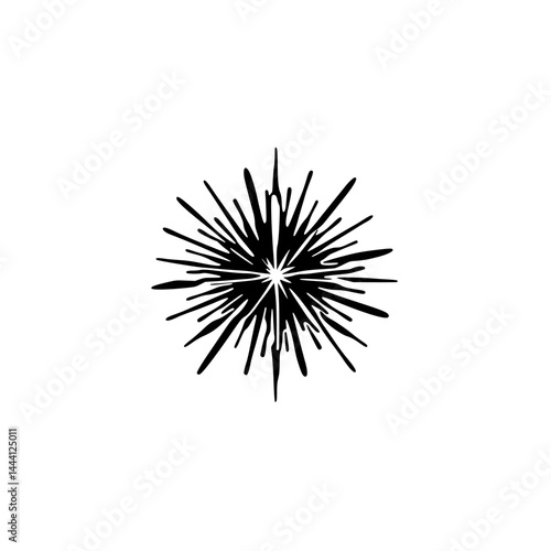 Black Burst Icon on White: Abstract Graphic Design Element