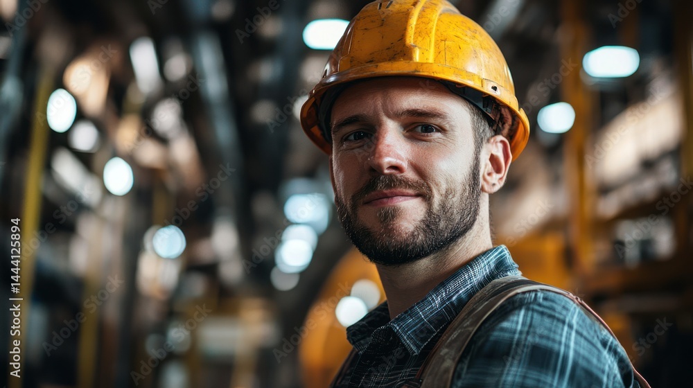 A miner in a helmet working in an underground mine. A miner in a helmet working in an underground mine.