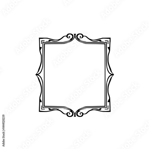 Elegant Black Frame Silhouette on White, Decorative Border