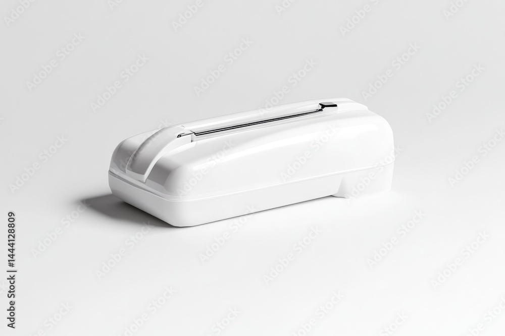 Compact, white storage container Compact, white storage container