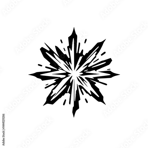Abstract Black and White Starburst Illustration, Decorative Element