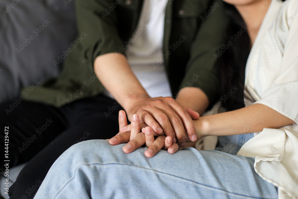 Holding hands, support and closeup of a couple in therapy for love, respect or trust in marriage. Holding hands, support and closeup of a couple in therapy for love, respect or trust in marriage.