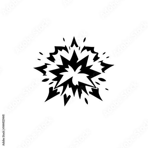 Black and White Cartoon Burst, Explosion Illustration, Isolated