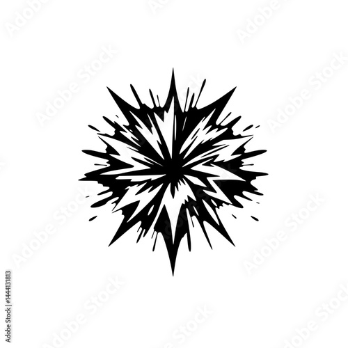 Black and White Explosion Graphic, Comic Book Style, Abstract Burst Vector