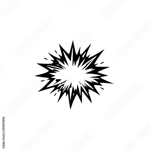 Cartoon Explosion Graphic: Black & White Comic Book Style