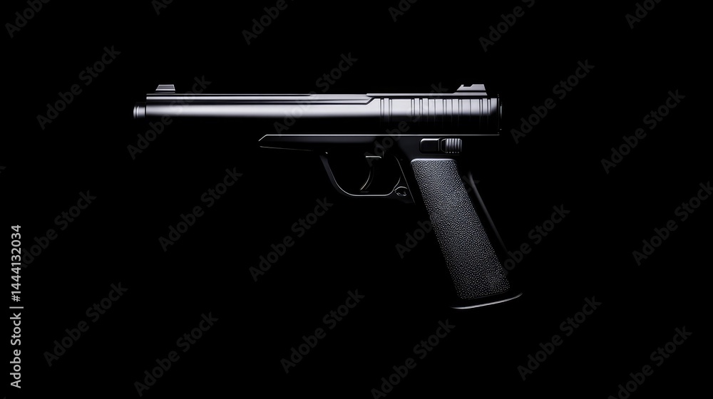 Side view of a handgun, dark and sleek Side view of a handgun, dark and sleek