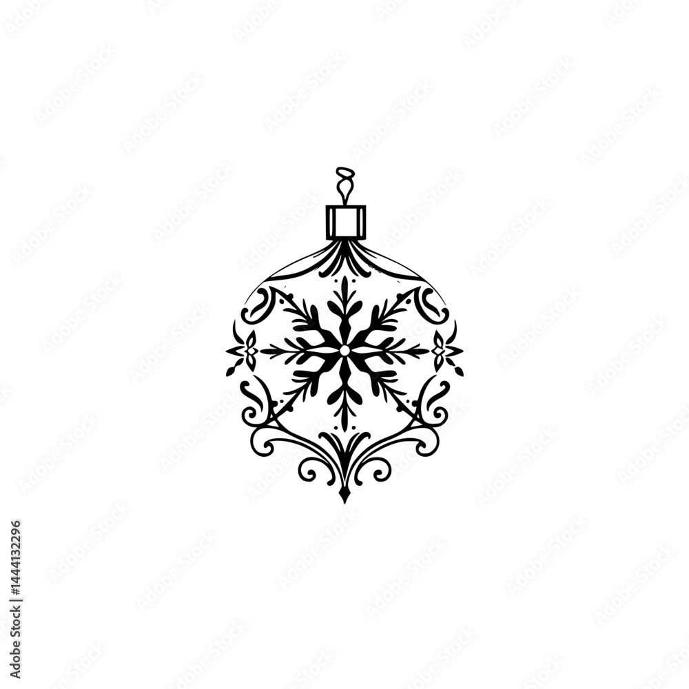 Fototapeta premium Minimalist Christmas Ornament Illustration: Black & White Design