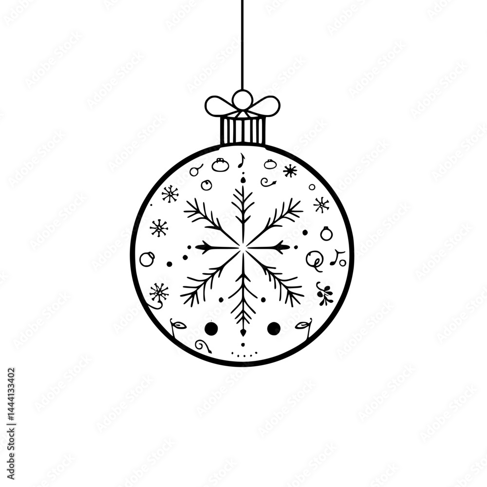 Fototapeta premium Minimalist Christmas Ornament Illustration - Hand-drawn Design