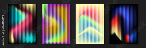 Four colorful vertical abstract designs suitable for backgrounds, posters, digital artwork, and creative projects needing vibrant elements.