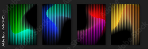 Four abstract neon designs suitable for modern and vibrant projects, such as marketing materials, presentations, and digital art creations.