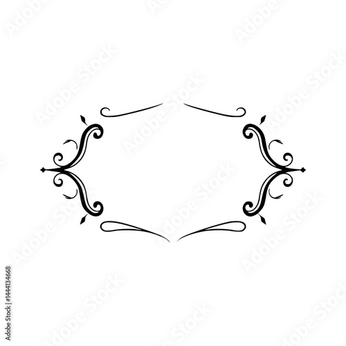Elegant Black and White Flourish Frame Design, Decorative Border, Vector Art