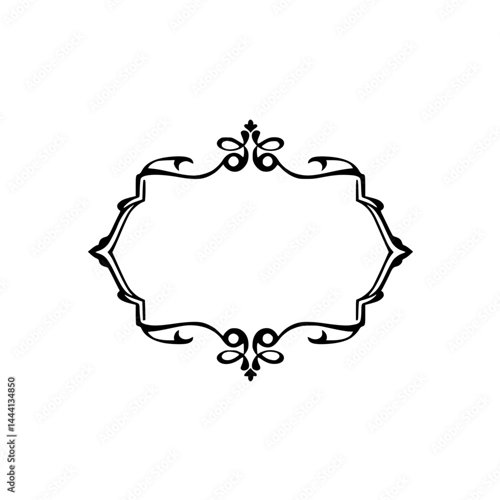 Obraz premium Elegant Ornate Black Frame on White Background