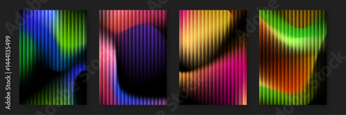 Four abstract color gradients with vertical stripes perfect for backgrounds, designs, banners, posters, and social media graphics. Vibrant and modern.