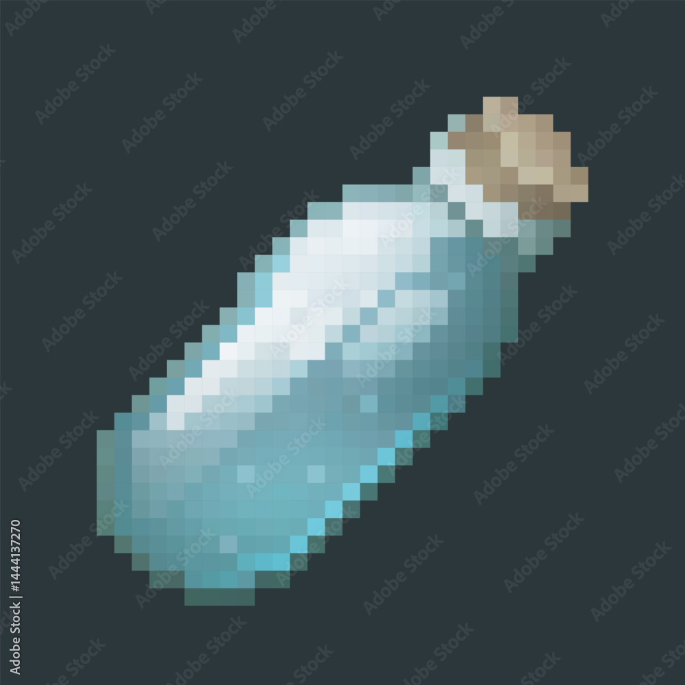 Fototapeta premium empty bottle in pixel art style with isolated background