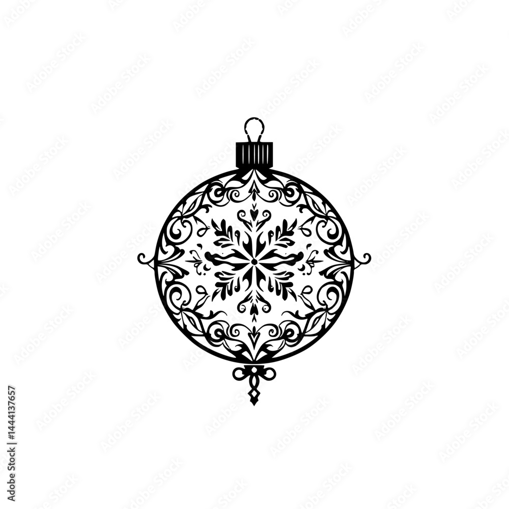 Fototapeta premium Ornate Black & White Christmas Ornament Design