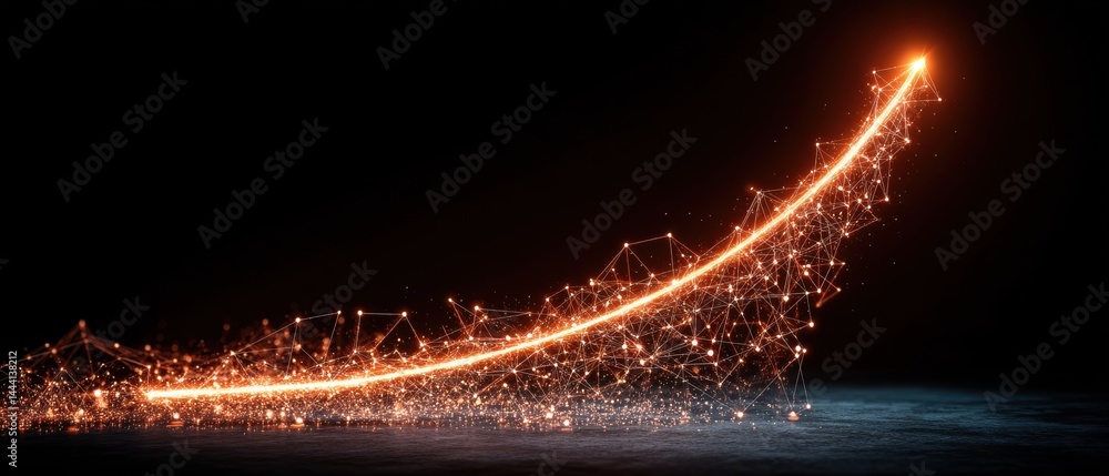 Abstract representation of data growth with glowing lines and nodes against a dark background.