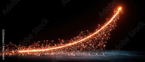 Obraz na płótnie Abstract representation of data growth with glowing lines and nodes against a dark background. w salonie