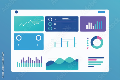 Create a clean, modern vector illustration of an agency dashboard showcasing applicant analytics with key performance indicators (KPIs) and data visualizations.