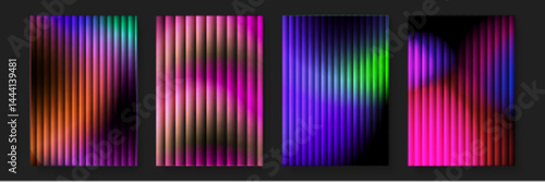 Four vertical columns of colorful gradient stripes suitable for abstract backgrounds, digital design projects, and vibrant graphic displays.