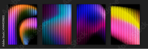 Four colorful gradients with vertical stripes suitable for backgrounds, posters, social media graphics, website designs, and branding materials.