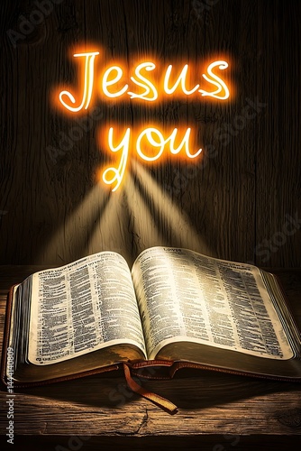 Book is open to a page with the words Jesus you on it