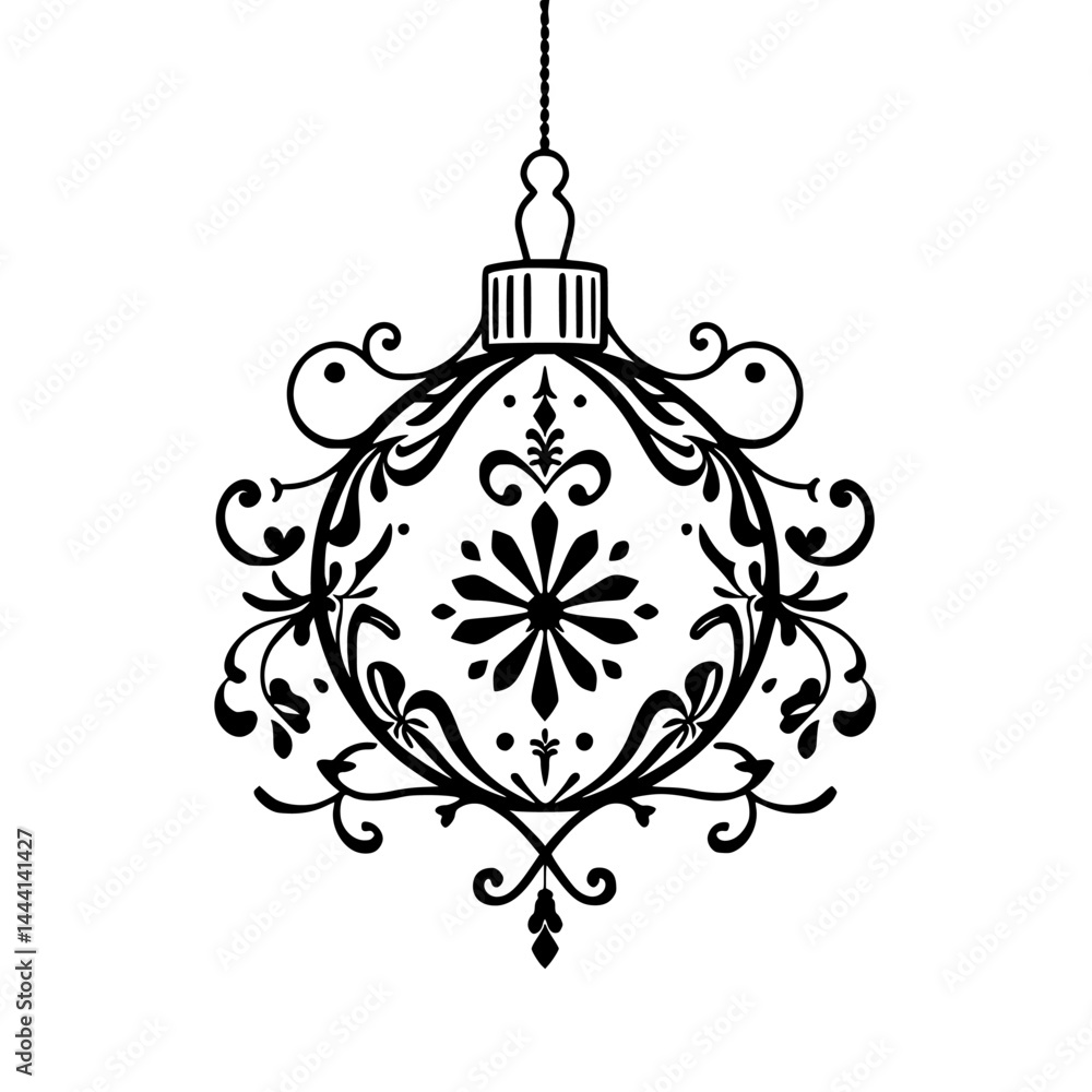Elegant Black & White Christmas Ornament Vector Illustration Elegant Black & White Christmas Ornament Vector Illustration