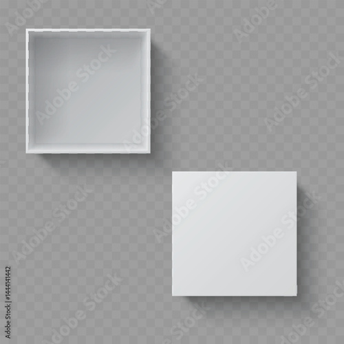 White Rectangular Box with Open and Closed Views - Vector