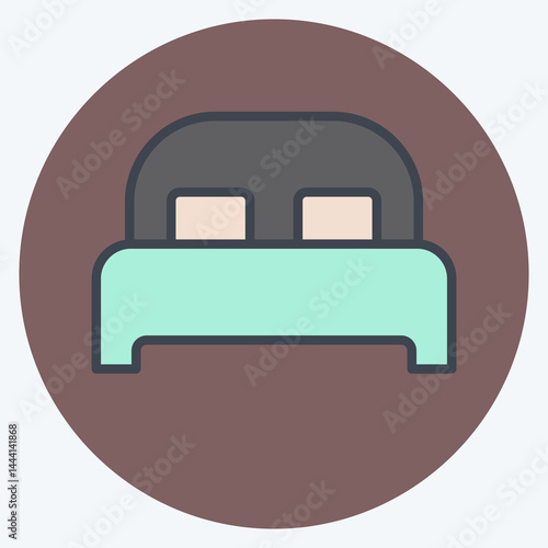 Icon Bed 3. related to Bedding symbol. color mate style. design editable