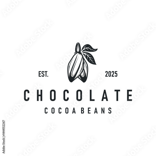 simple cocoa bean logo plant design symbol retro vintage concept of cocoa garden as an illustration of a business or product brand template
