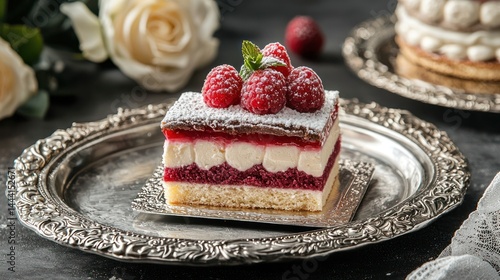 Wallpaper Mural High-end dessert on a silver platter for a luxury dining experience Torontodigital.ca