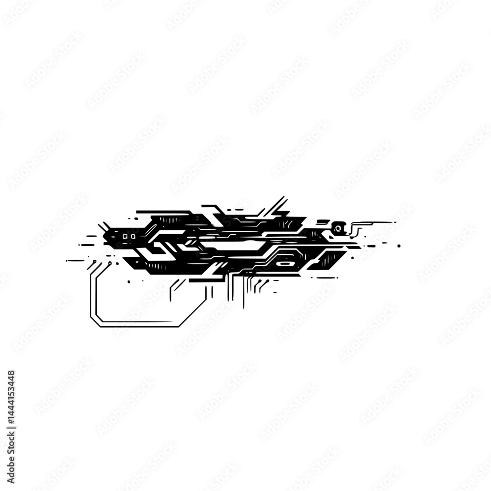 Naklejka premium Futuristic Circuitry Element on White: Tech Graphic Design