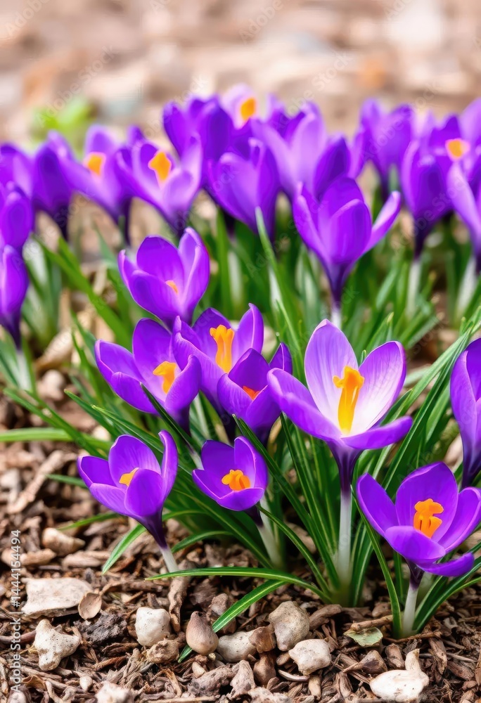 Vibrant Purple Crocus Flowers in Spring Bloom Vibrant Purple Crocus Flowers in Spring Bloom