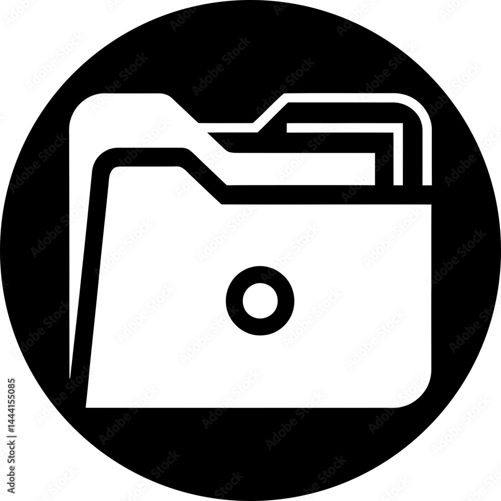 Black Circle File Folder Icon - Minimalist Storage Graphic Black Circle File Folder Icon - Minimalist Storage Graphic
