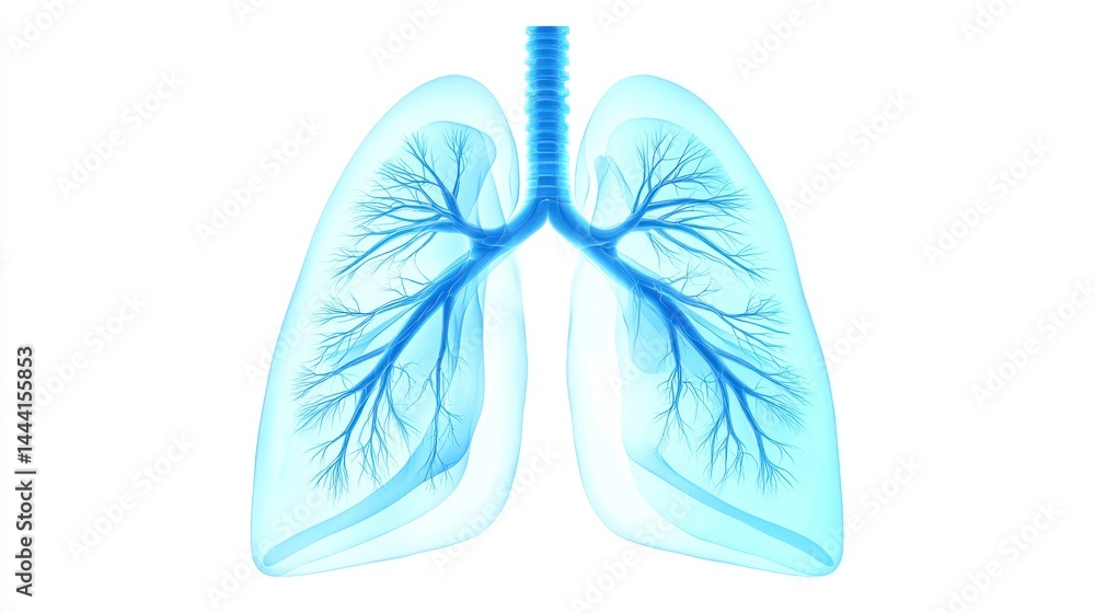 Medical X-ray showing healthy lungs with a transparent background Medical X-ray showing healthy lungs with a transparent background