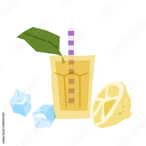 Flat Cartoon Lemonade Glass Illustration