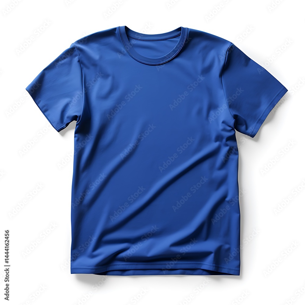A royal blue athletic t-shirt mockup, front view, flat lay isolated on a white background, A royal blue athletic t-shirt mockup, front view, flat lay isolated on a white background,