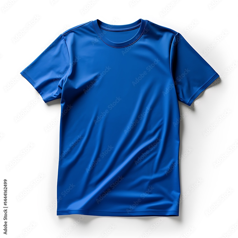 A royal blue athletic t-shirt mockup, front view, flat lay isolated on a white background, A royal blue athletic t-shirt mockup, front view, flat lay isolated on a white background,