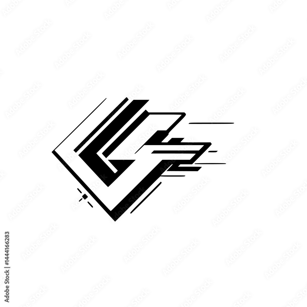 Geometric Abstract Emblem - Black & White, Minimalist Design Geometric Abstract Emblem - Black & White, Minimalist Design