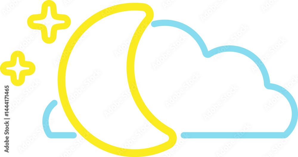 Obraz premium Minimal Weather Icons Set – Moon and Cloud