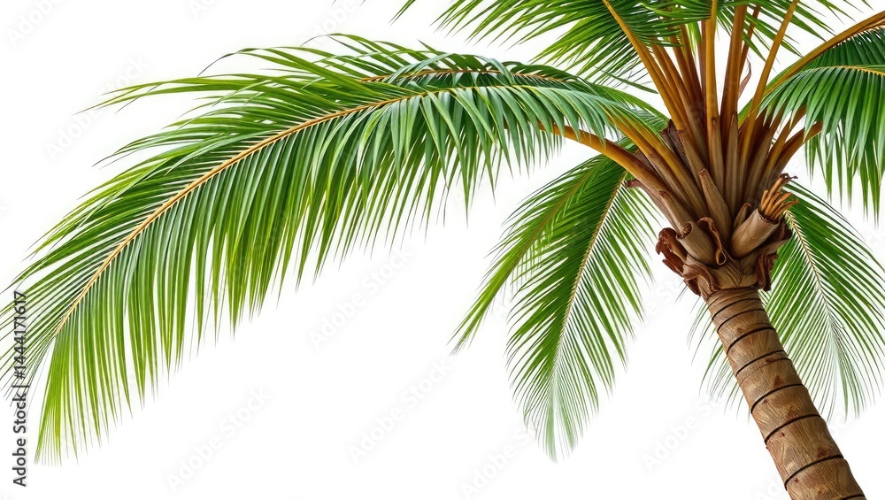 Bent Coconut Palm Tree, Tropical Design Element, 3D Render