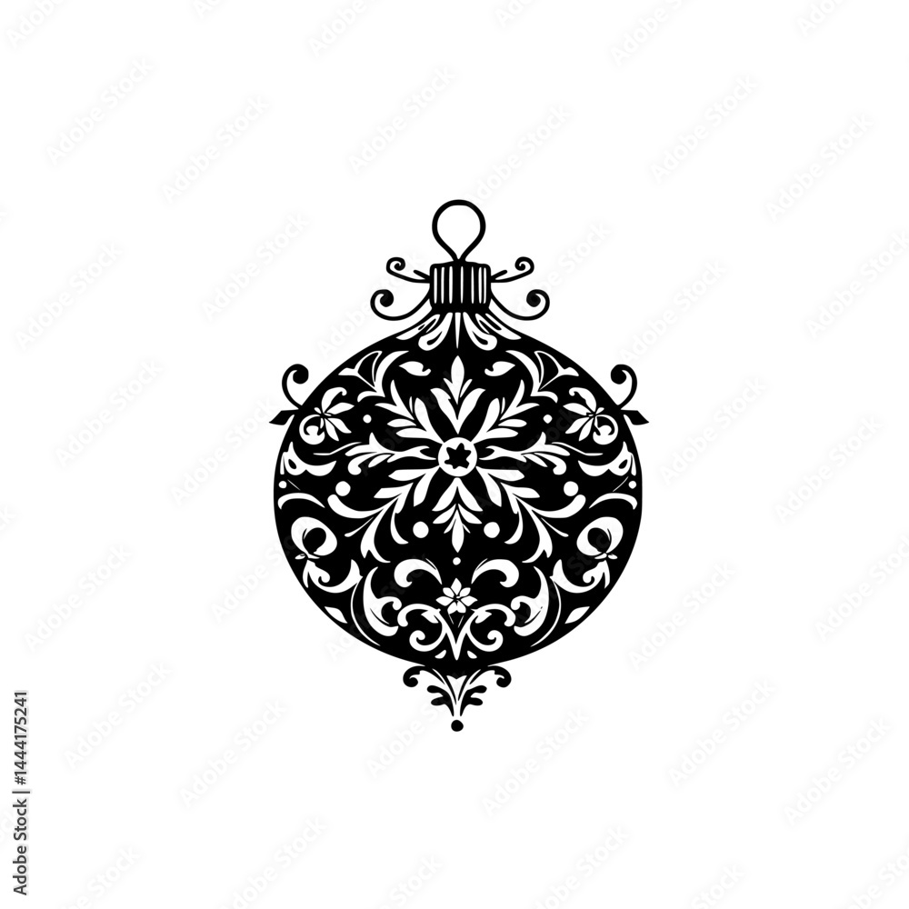 Fototapeta premium Elegant Black and White Christmas Ornament Design