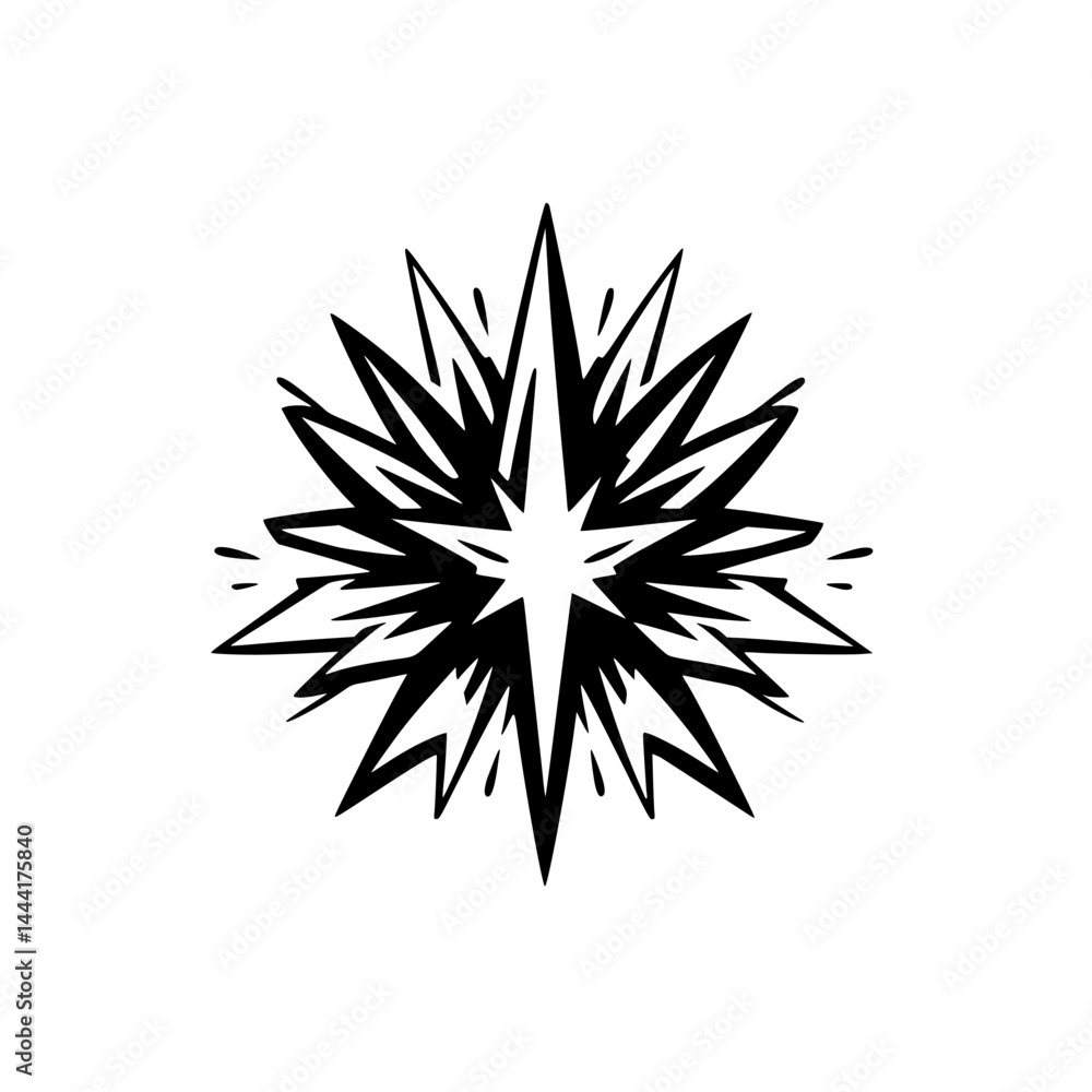Fototapeta premium Abstract Black and White Starburst Explosion Vector Illustration