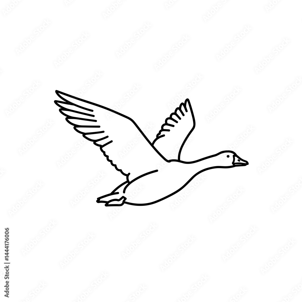 Obraz premium Flying goose line icon in black on white background