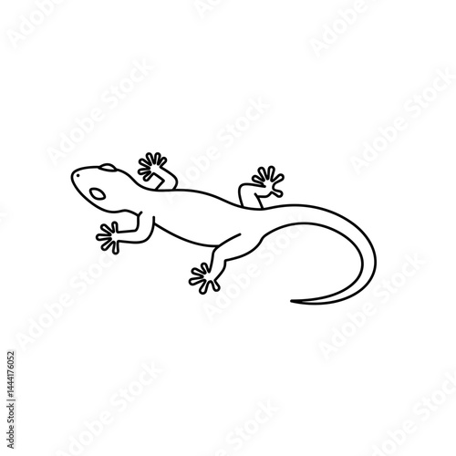Gecko crawling line icon in black and white