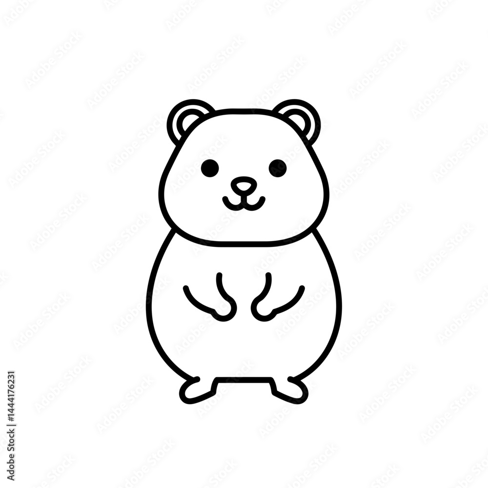 Hamster standing line icon in black and white Hamster standing line icon in black and white