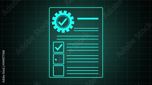 Businessman checking steps through document with a list . 