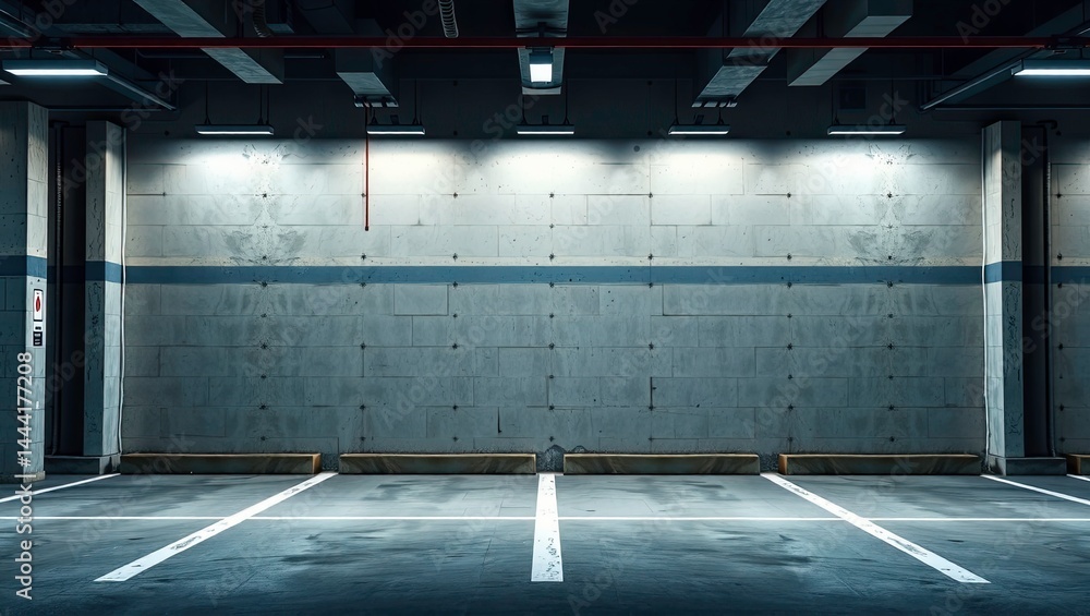 Empty Urban Parking Lot Wall - Industrial Background, Ideal for Product Placement