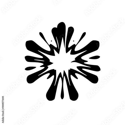 Black Ink Splash Abstract on White, Vector Design, Comic Burst Element
