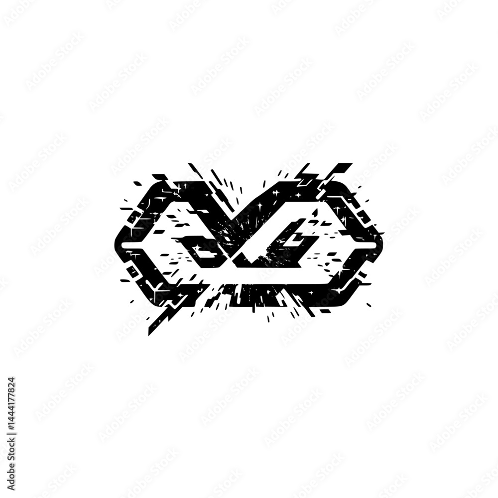Obraz premium Abstract Black & White Geometric Burst Logo Design